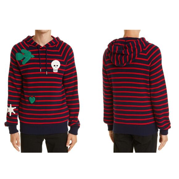 Alexander McQueen Small Striped Crochet Appliqué Wool Hoodie Small - Picture 1 of 8
